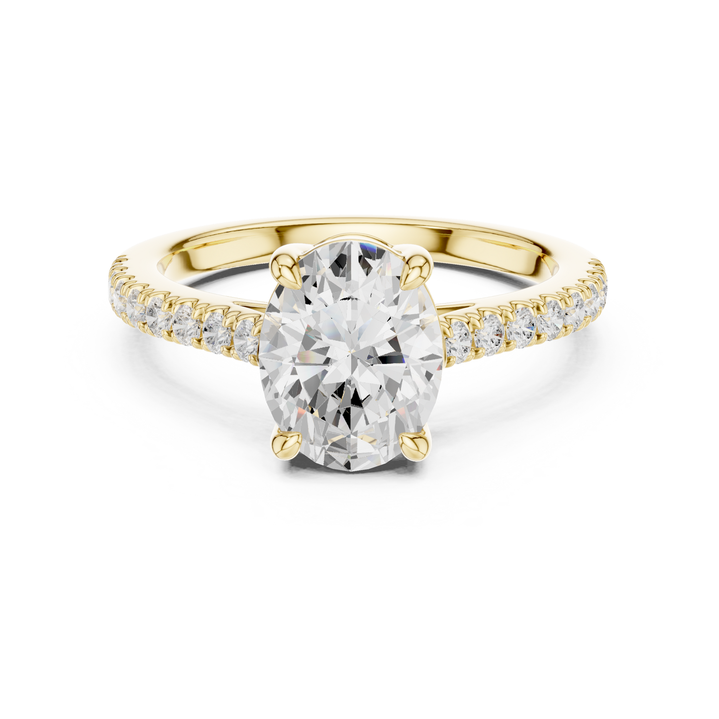 Oval Cut Half Eternity Pave Engagement Ring 2.3 CTW