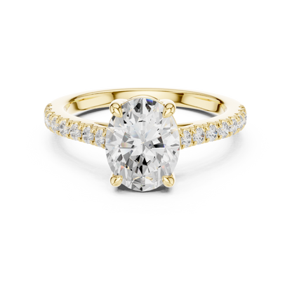 Oval Cut Half Eternity Pave Engagement Ring 2.3 CTW