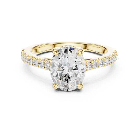 Oval Cut Half Eternity Pave Engagement Ring 2.3 CTW