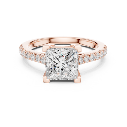 Princess Cut Half Eternity Pave Engagement Ring 2.3 CTW