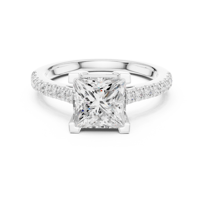 Princess Cut Half Eternity Pave Engagement Ring 2.3 CTW