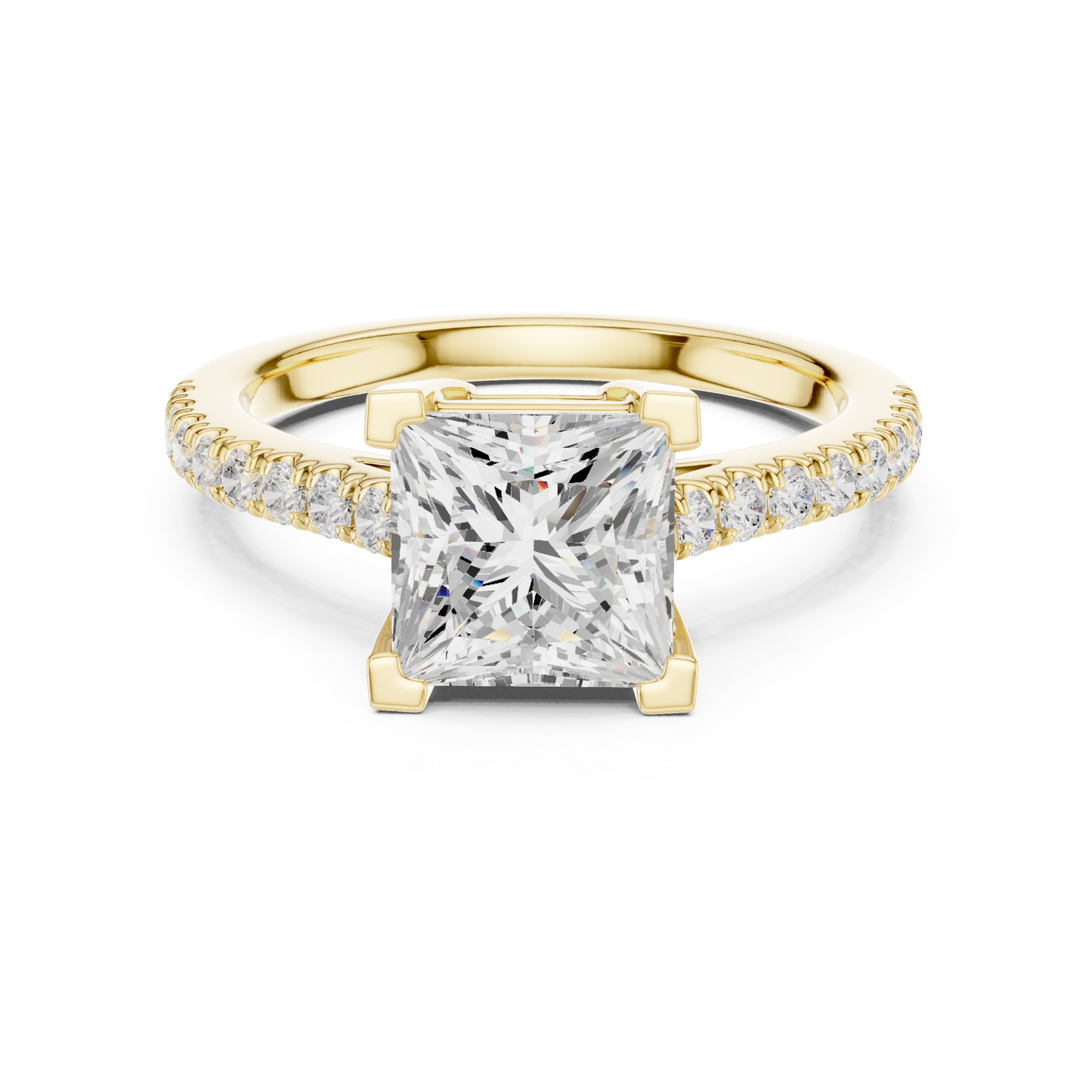 Princess Cut Half Eternity Pave Engagement Ring 2.3 CTW