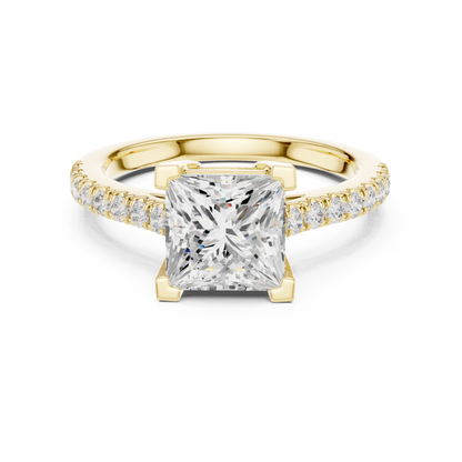 Princess Cut Half Eternity Pave Engagement Ring 2.3 CTW