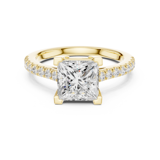 Princess Cut Half Eternity Pave Engagement Ring 2.3 CTW
