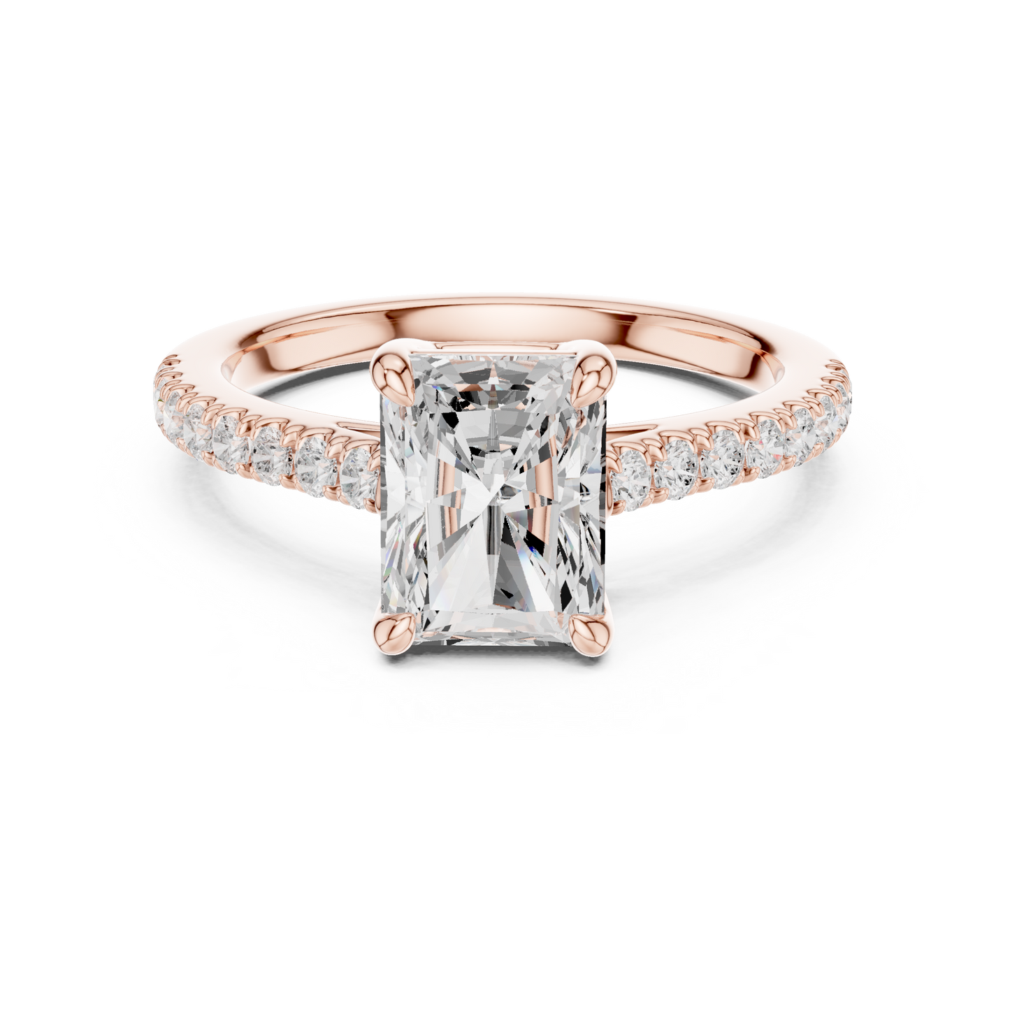 Radiant Cut Half Eternity Pave Engagement Ring 2.3 CTW