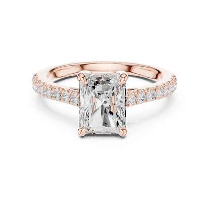 Radiant Cut Half Eternity Pave Engagement Ring 2.3 CTW