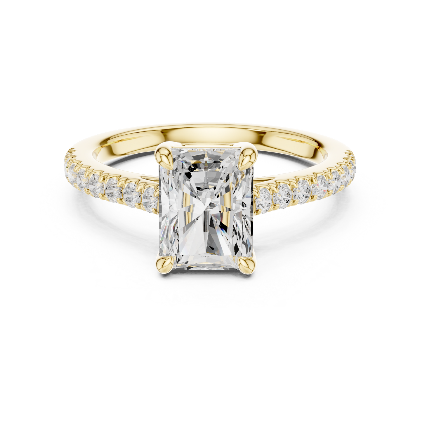 Radiant Cut Half Eternity Pave Engagement Ring 2.3 CTW