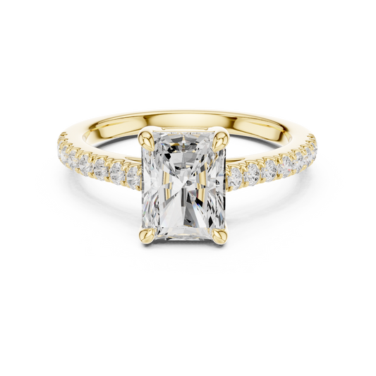 Radiant Cut Half Eternity Pave Engagement Ring 2.3 CTW