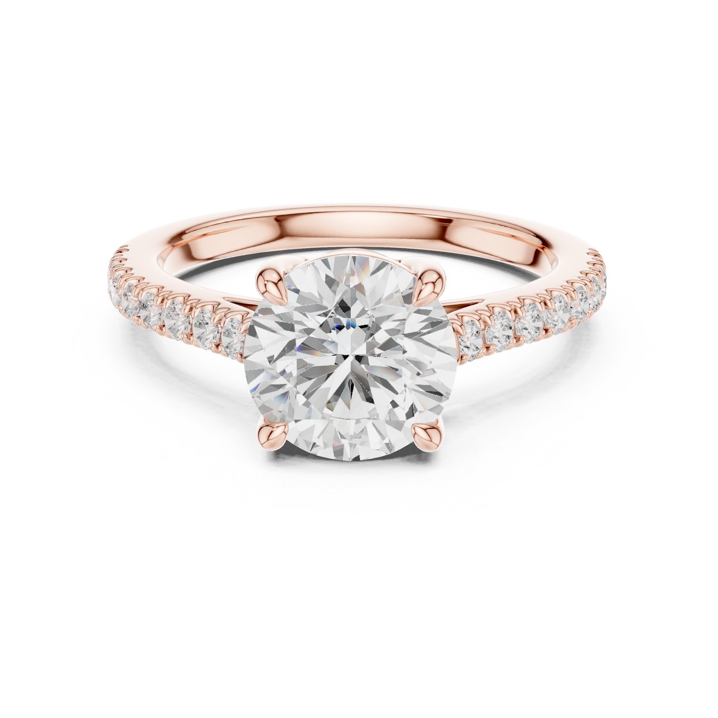 Round Cut Half Eternity Pave Engagement Ring 2.3 CTW