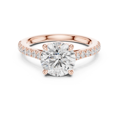 Round Cut Half Eternity Pave Engagement Ring 2.3 CTW