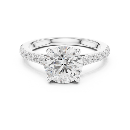 Round Cut Half Eternity Pave Engagement Ring 2.3 CTW