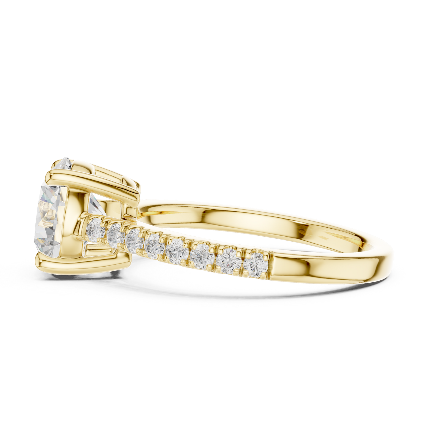 Round Cut Half Eternity Pave Engagement Ring 2.3 CTW