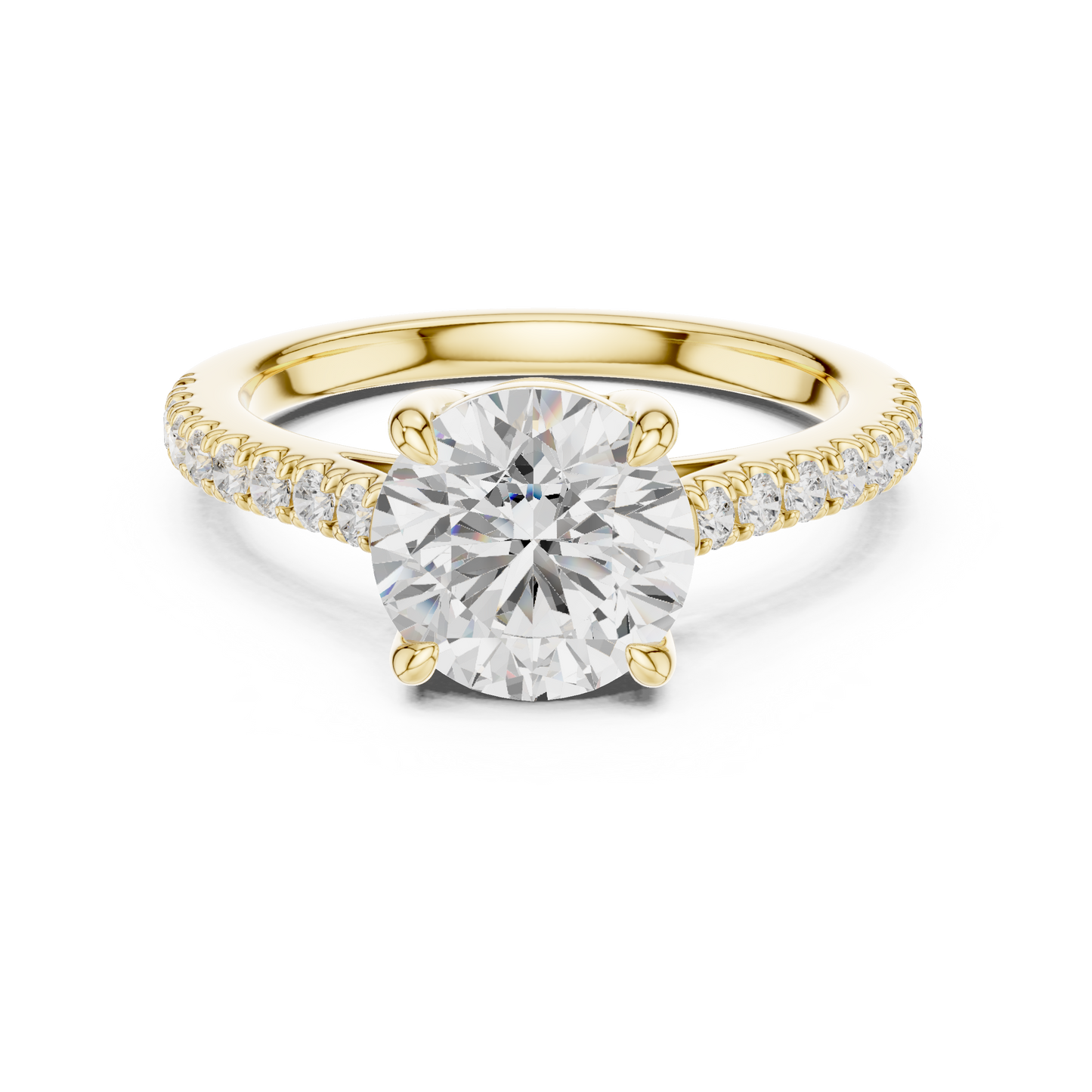 Round Cut Half Eternity Pave Engagement Ring 2.3 CTW