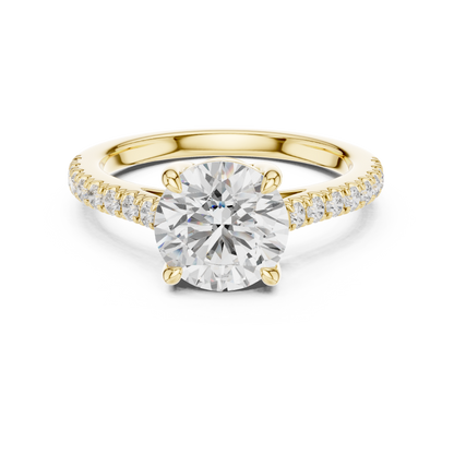 Round Cut Half Eternity Pave Engagement Ring 2.3 CTW