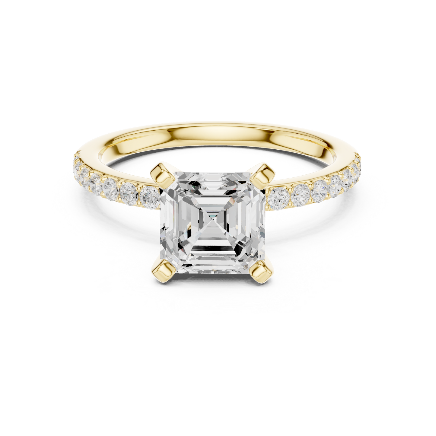 Classic Asscher Cut Half Eternity Pave Ring 2.2 CTW