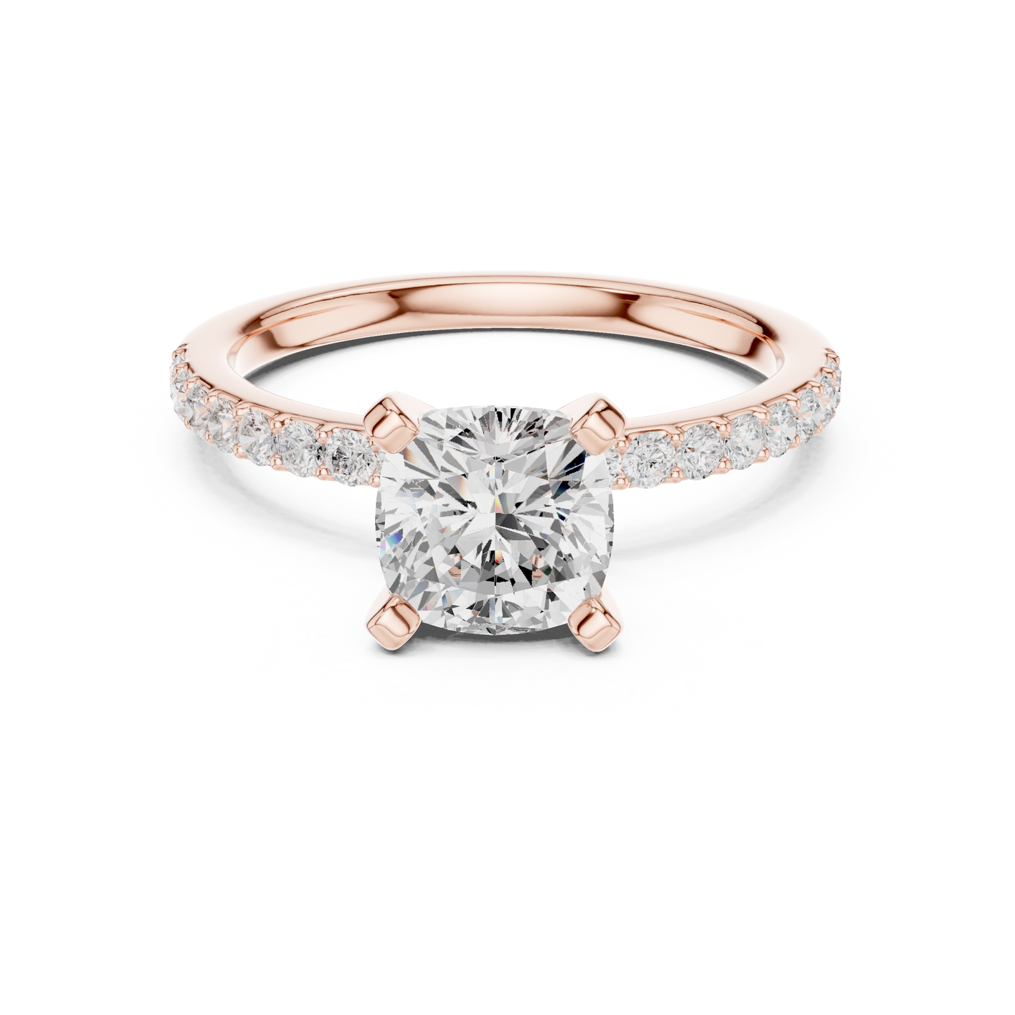 Classic Cushion Cut Half Eternity Pave Ring 2.2 CTW
