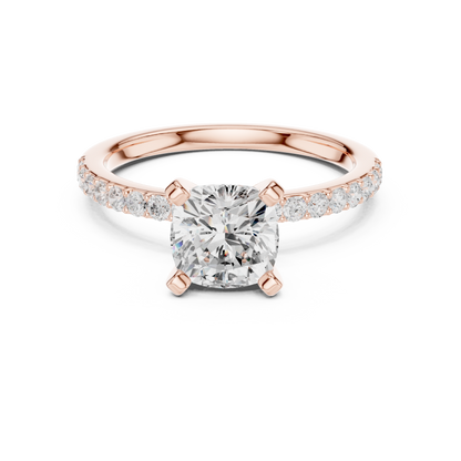 Classic Cushion Cut Half Eternity Pave Ring 2.2 CTW