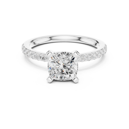 Classic Cushion Cut Half Eternity Pave Ring 2.2 CTW