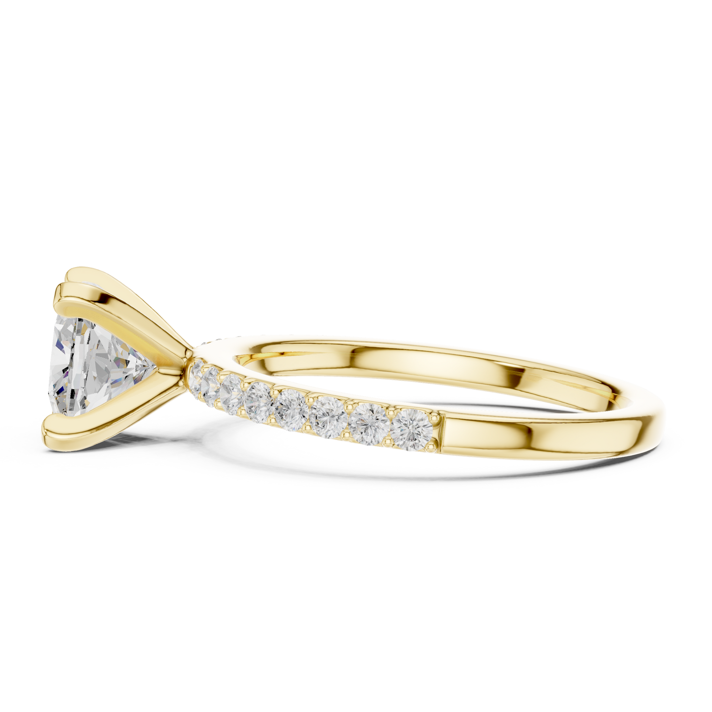 Classic Cushion Cut Half Eternity Pave Ring 2.2 CTW