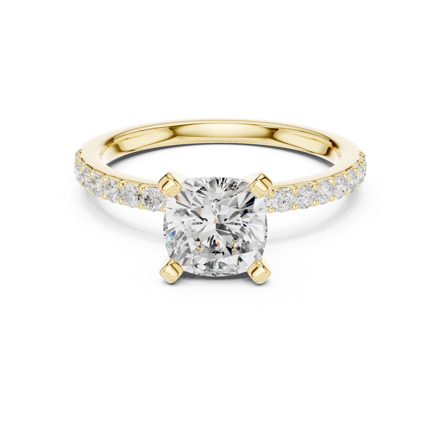 Classic Cushion Cut Half Eternity Pave Ring 2.2 CTW
