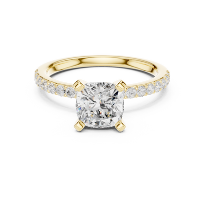 Classic Cushion Cut Half Eternity Pave Ring 2.2 CTW