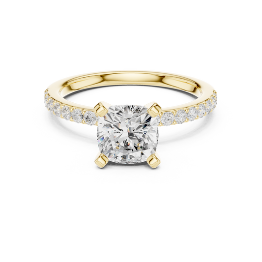 Classic Cushion Cut Half Eternity Pave Ring 2.2 CTW