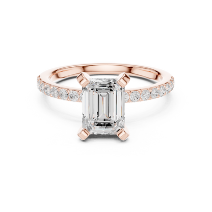 Classic Emerald Cut Half Eternity Pave Ring 2.2 CTW