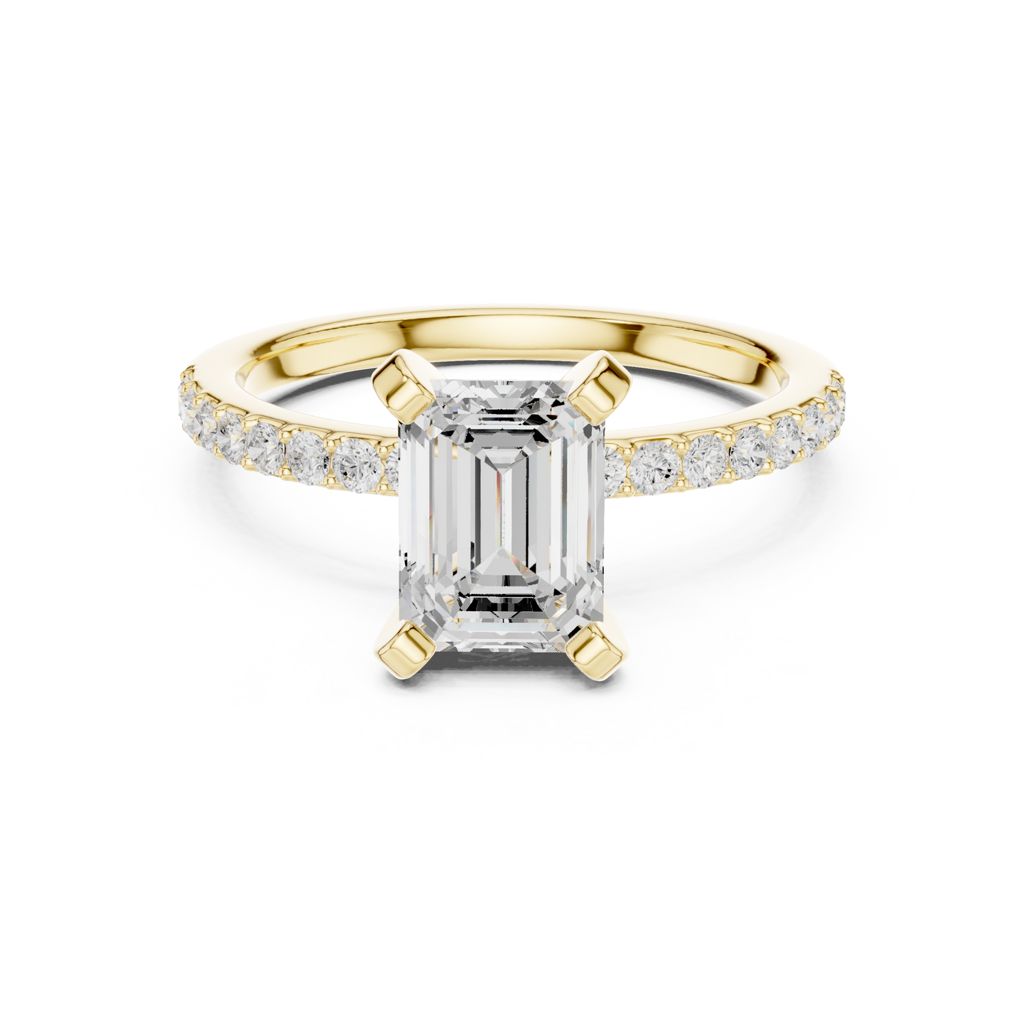 Classic Emerald Cut Half Eternity Pave Ring 2.2 CTW
