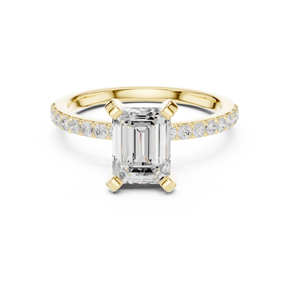 Classic Emerald Cut Half Eternity Pave Ring 2.2 CTW