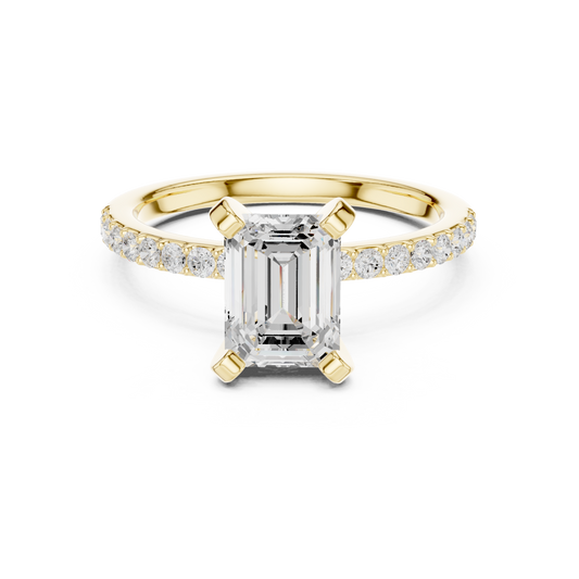 Classic Emerald Cut Half Eternity Pave Ring 2.2 CTW
