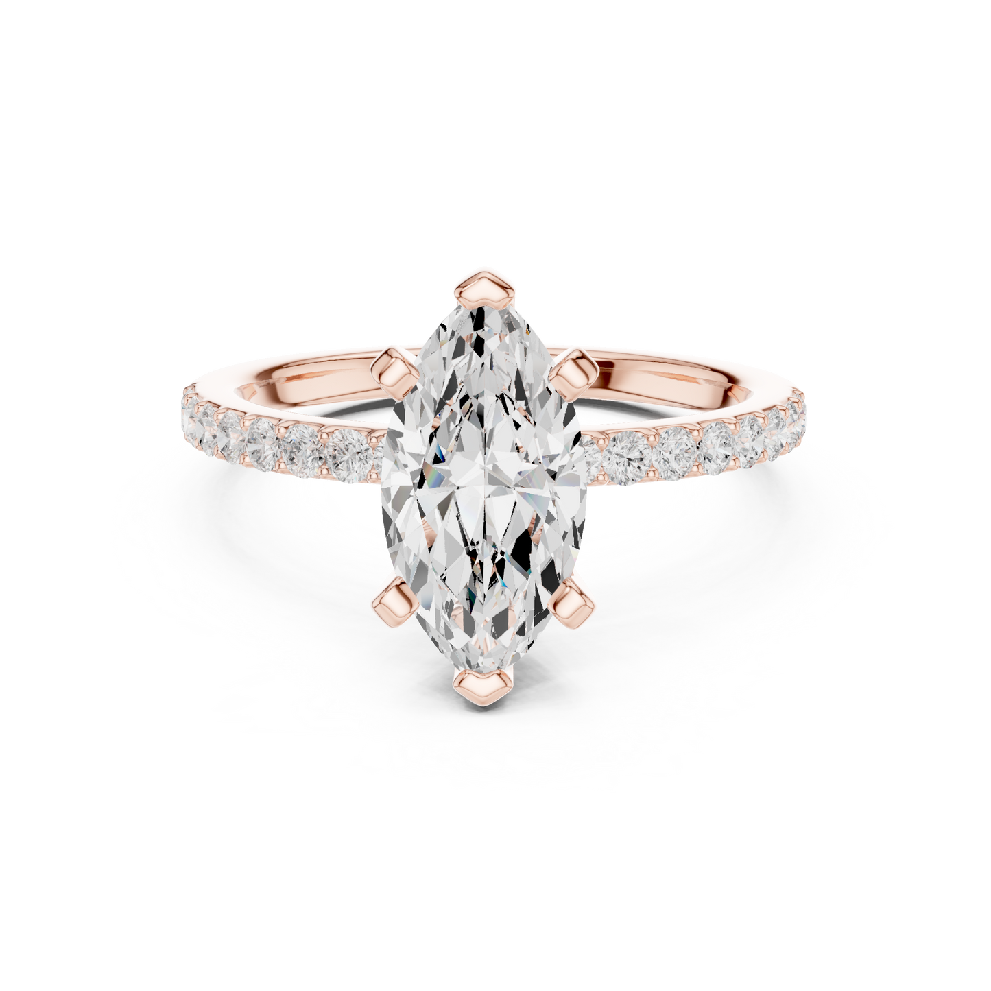 Classic Marquise Cut Half Eternity Pave Ring 2.2 CTW