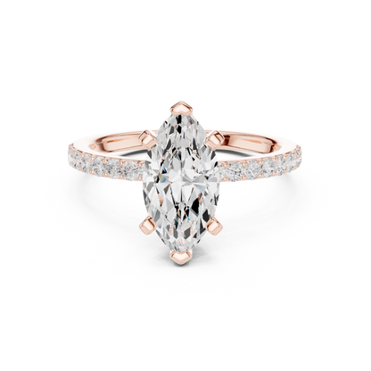 Classic Marquise Cut Half Eternity Pave Ring 2.2 CTW