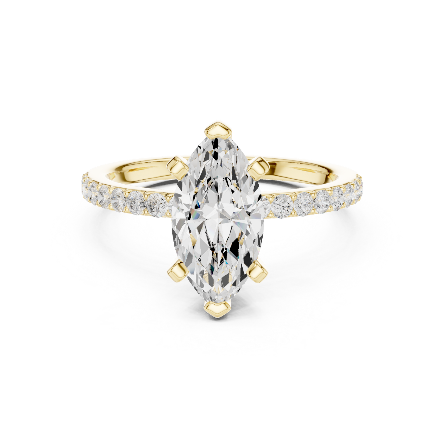 Classic Marquise Cut Half Eternity Pave Ring 2.2 CTW