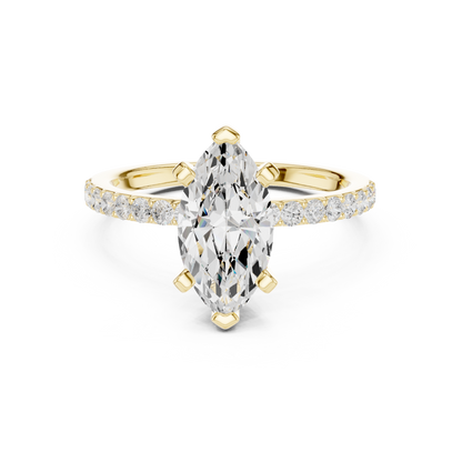 Classic Marquise Cut Half Eternity Pave Ring 2.2 CTW