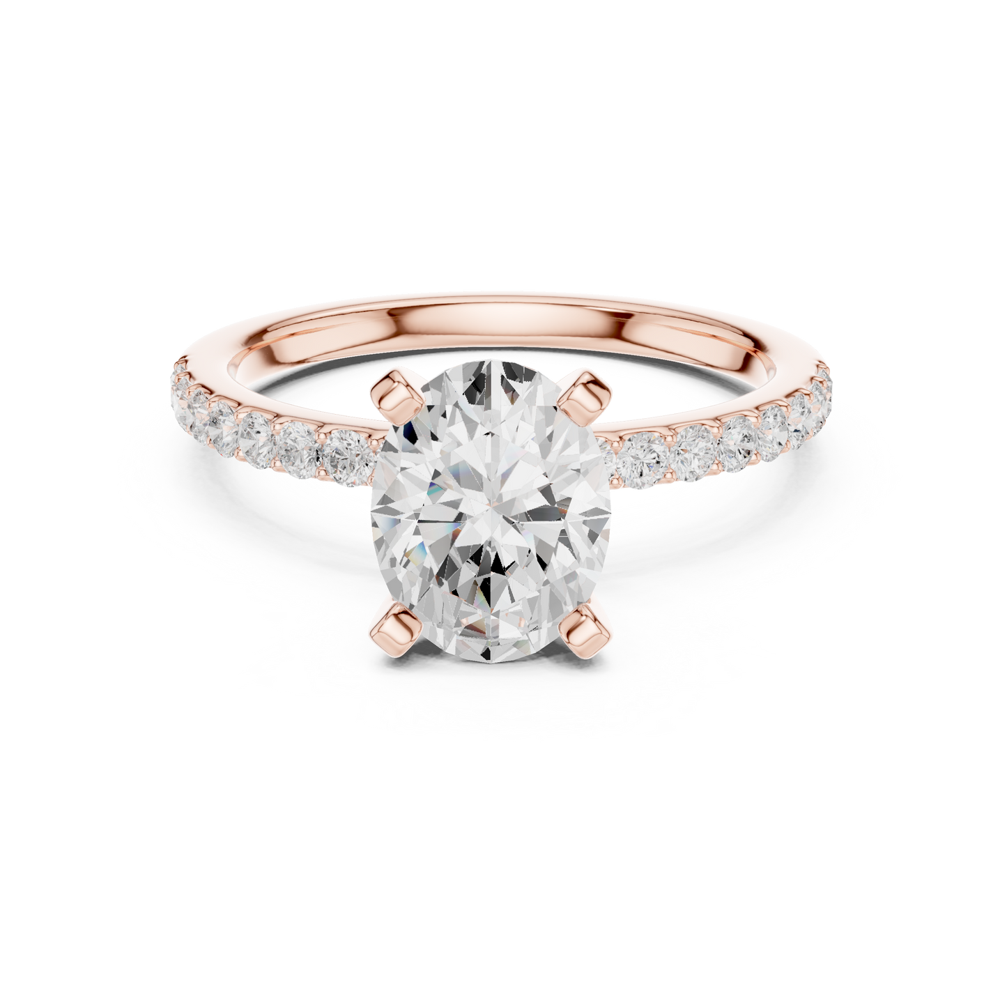Classic Oval Cut Half Eternity Pave Ring 2.2 CTW