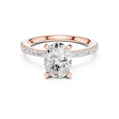 Classic Oval Cut Half Eternity Pave Ring 2.2 CTW