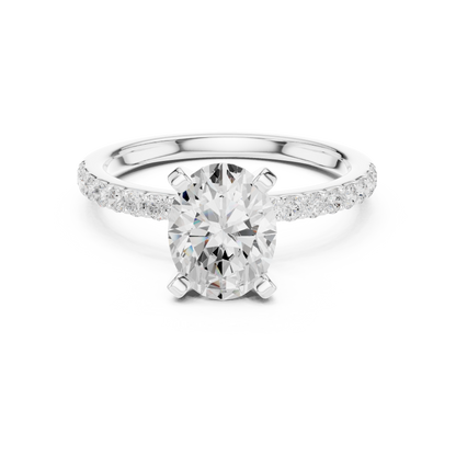 Classic Oval Cut Half Eternity Pave Ring 2.2 CTW