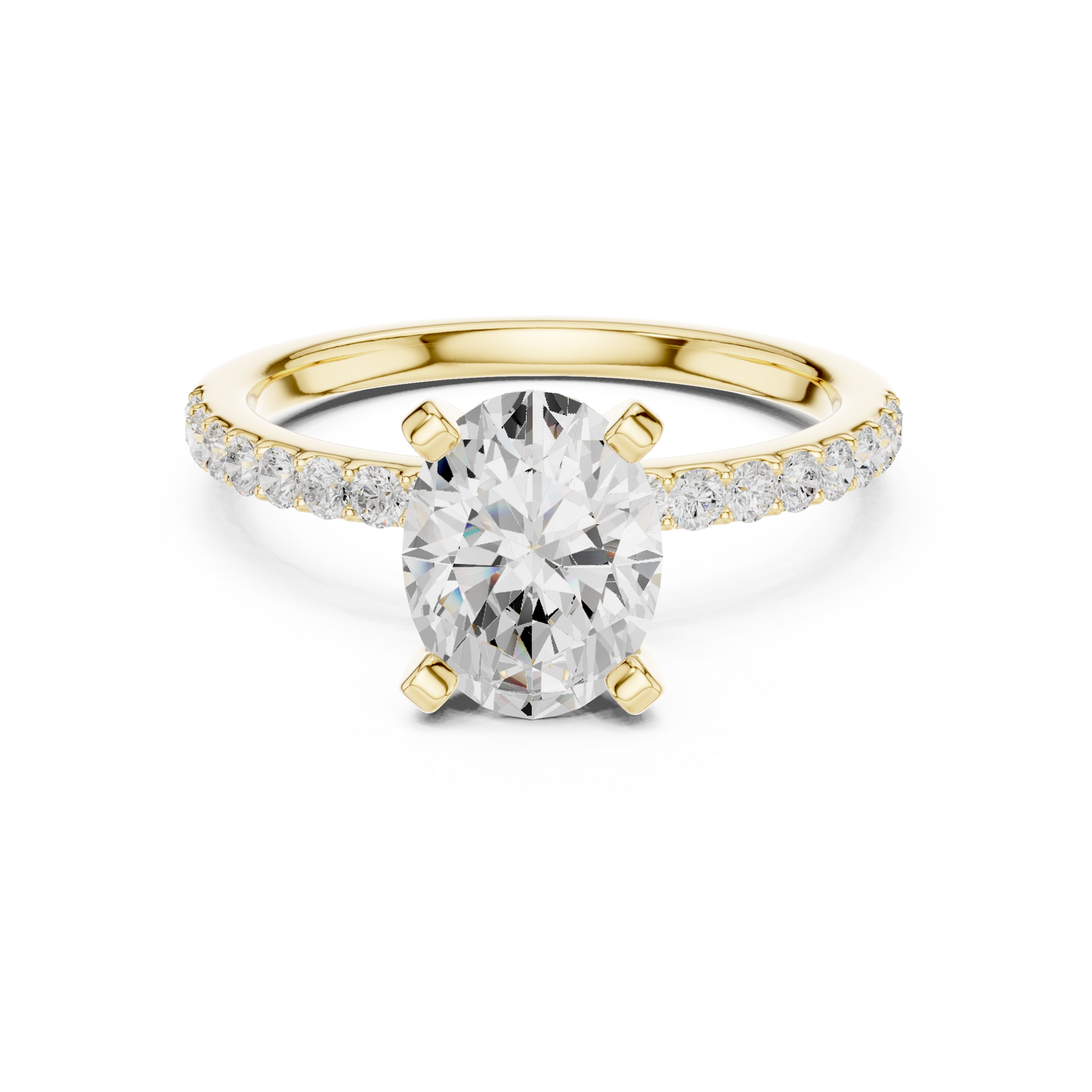 Classic Oval Cut Half Eternity Pave Ring 2.2 CTW