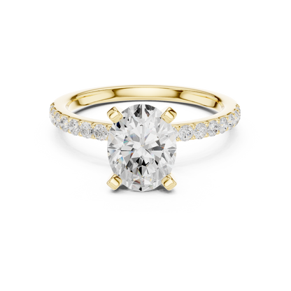 Classic Oval Cut Half Eternity Pave Ring 2.2 CTW