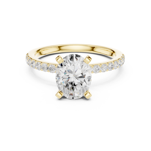 Classic Oval Cut Half Eternity Pave Ring 2.2 CTW