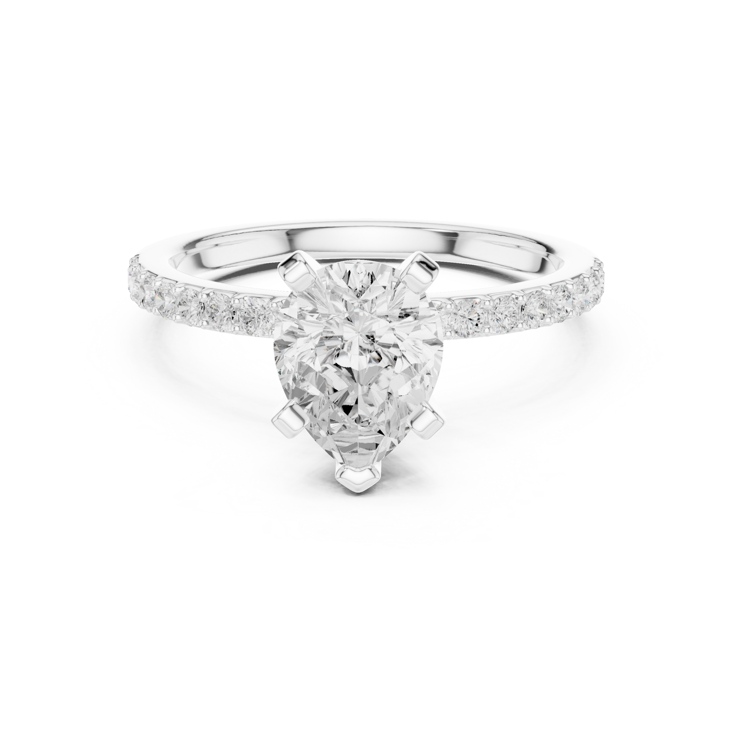 Classic Pear Cut Half Eternity Pave Ring 2.2 CTW