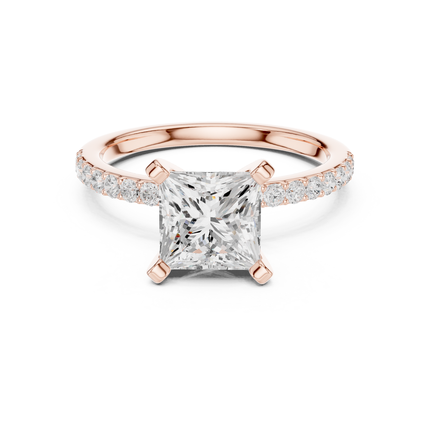 Classic Princess Cut Half Eternity Pave Ring 2.2 CTW