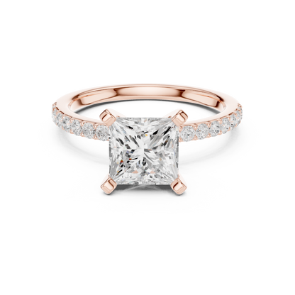Classic Princess Cut Half Eternity Pave Ring 2.2 CTW