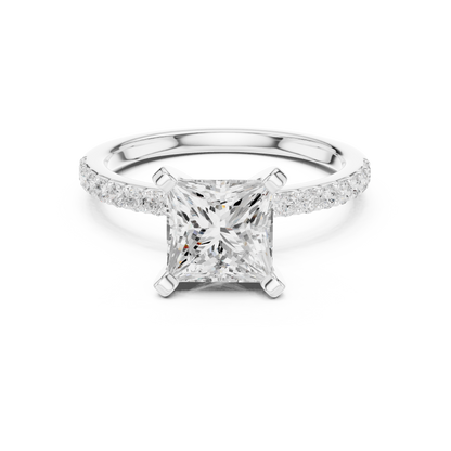 Classic Princess Cut Half Eternity Pave Ring 2.2 CTW