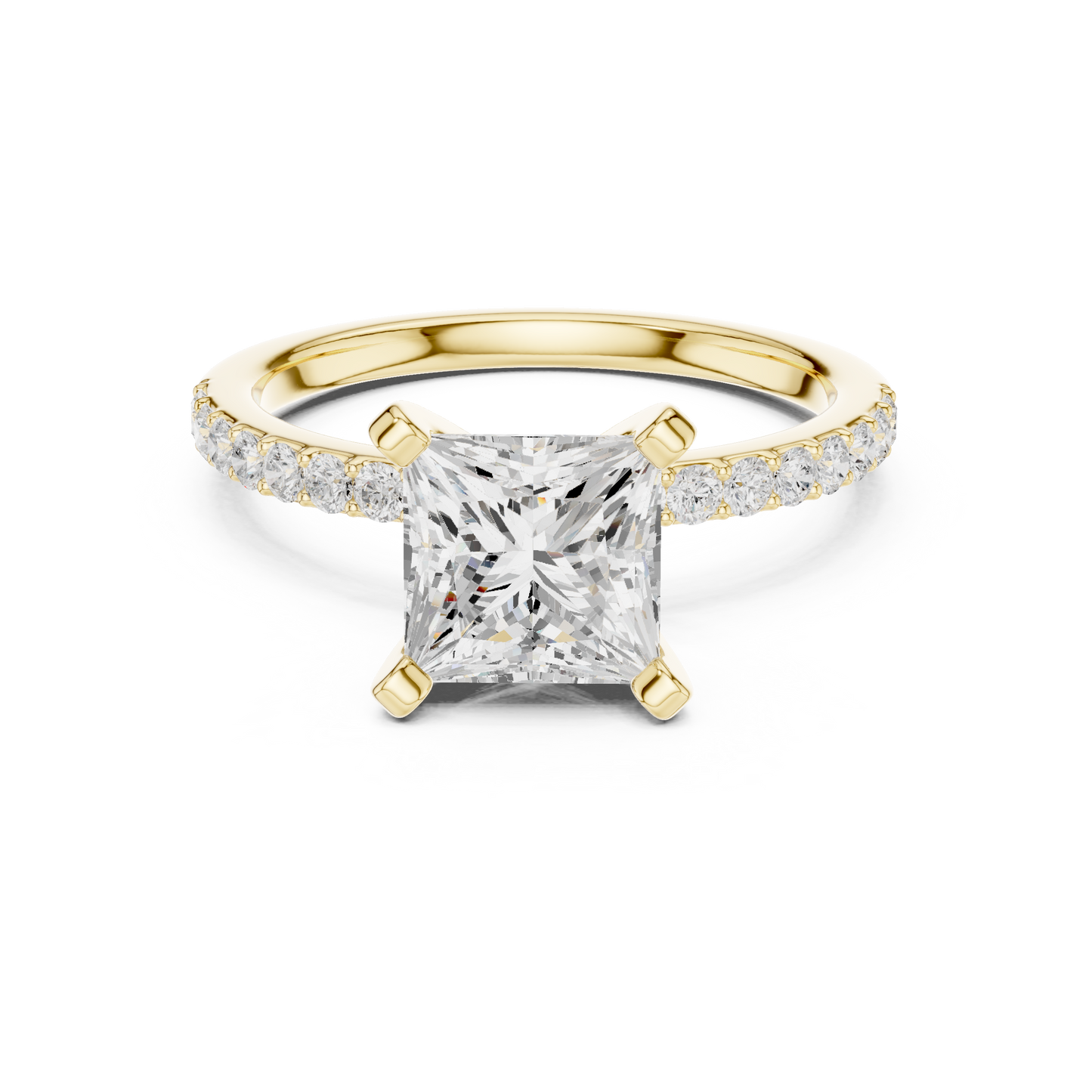 Classic Princess Cut Half Eternity Pave Ring 2.2 CTW