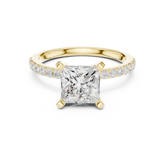 Classic Princess Cut Half Eternity Pave Ring 2.2 CTW