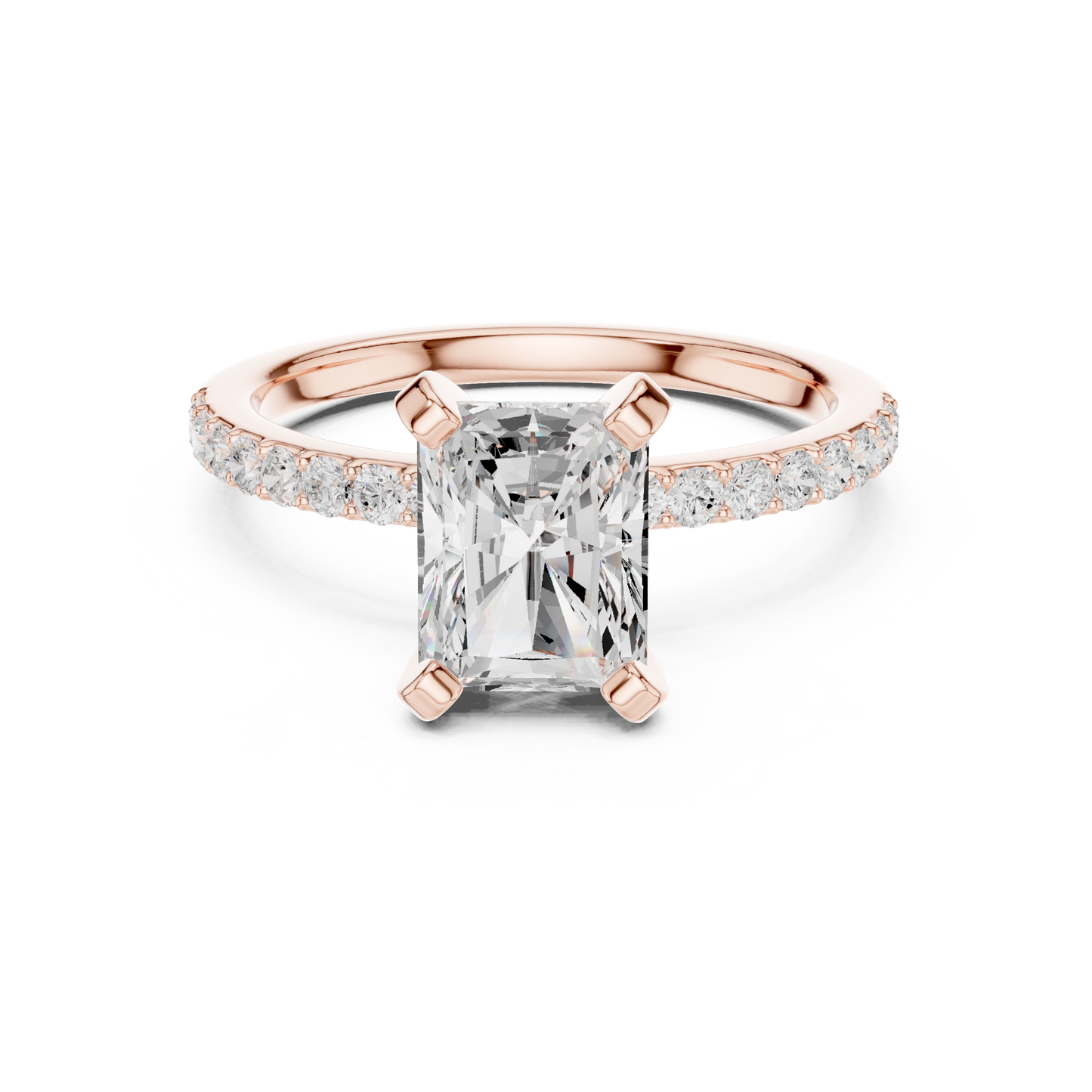 Classic Radiant Cut Half Eternity Pave Ring 2.2 CTW