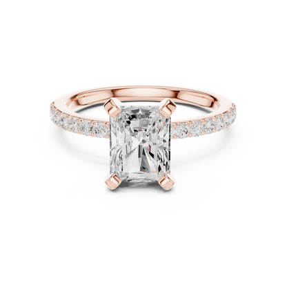 Classic Radiant Cut Half Eternity Pave Ring 2.2 CTW