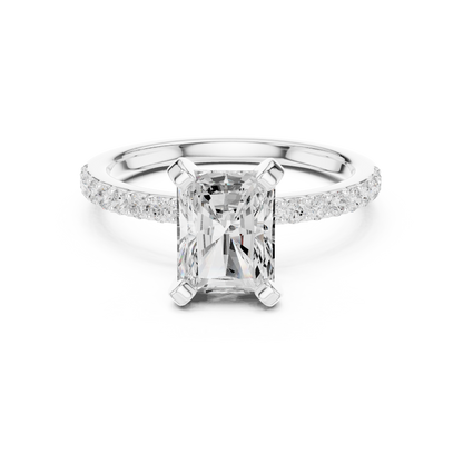 Classic Radiant Cut Half Eternity Pave Ring 2.2 CTW