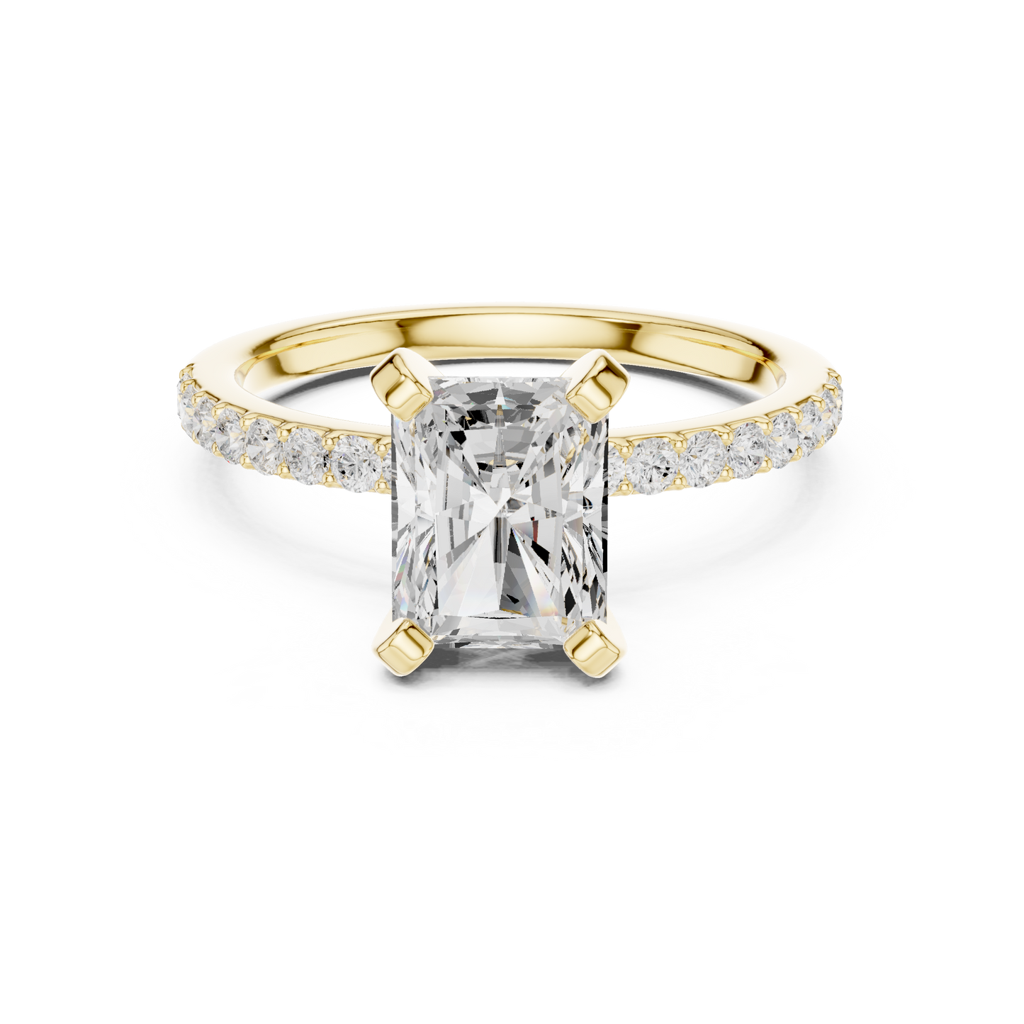 Classic Radiant Cut Half Eternity Pave Ring 2.2 CTW